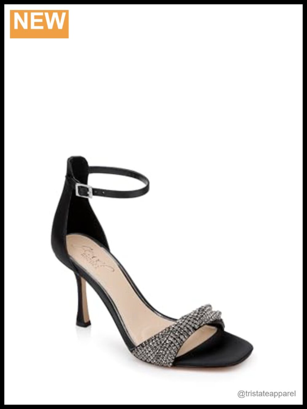 Crystal-Encrusted Stiletto Heeled Sandal with Ankle Strap